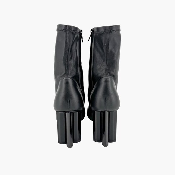 Louis Vuitton Silhouette Black Leather Block Heel Ankle Boots Size 37.5 US 7.5 - Picture 6 of 16